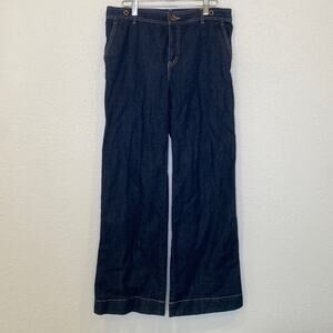 Lauren Jeans Co. Premium Dark Blue Denim Wide Leg Jeans High Rise EUC Sz 8